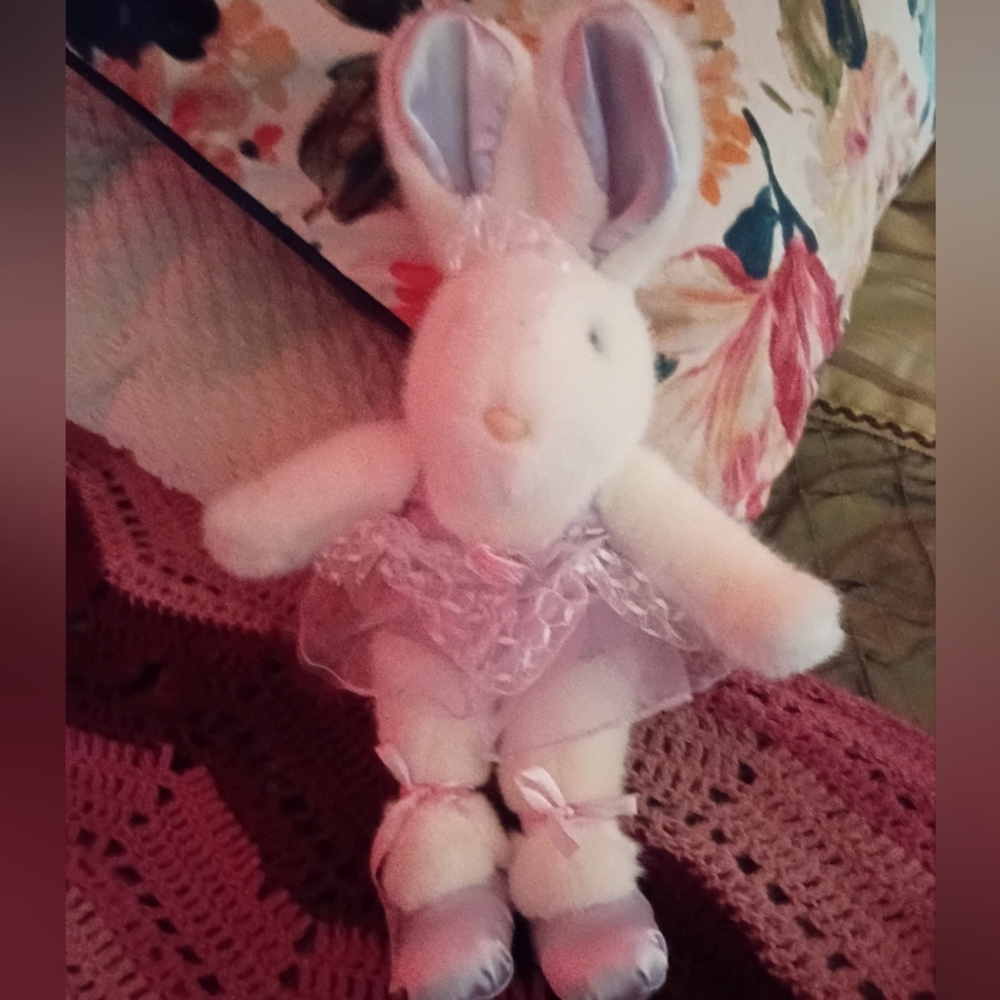 Adorable Lavender Dancer Bunny Plush Toy Vtg